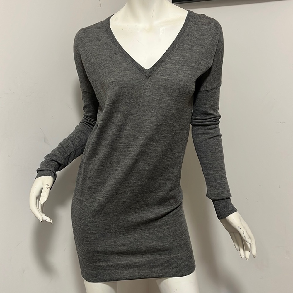 Joseph Grey Knit V-Neck Tunic S